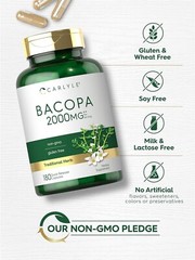 Bacopa Monnieri 2000 Mg Brahmi Leaf Boost Brain Stress Prevent, 180 Capsules