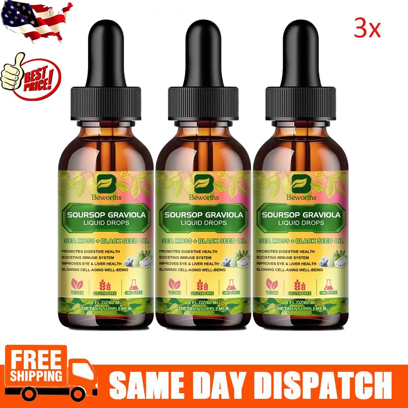 Soursop Graviola Liquid Drop + Sea Moss Balck Seed oil for Regeneration Immune