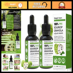 Organic Soursop Extract Drops – Pure Soursop Leaves & Fruit, Sugar/Gluten Free,