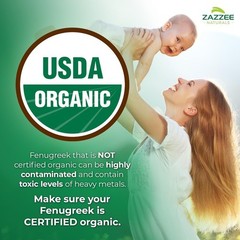 Certified Organic Fenugreek 30:1 Extract, 6000mg, 240 Count