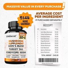 Mushroom 11500mg Capsules-10 in 1 Blend-Nootropic Complex – Brain, Energy, Focus
