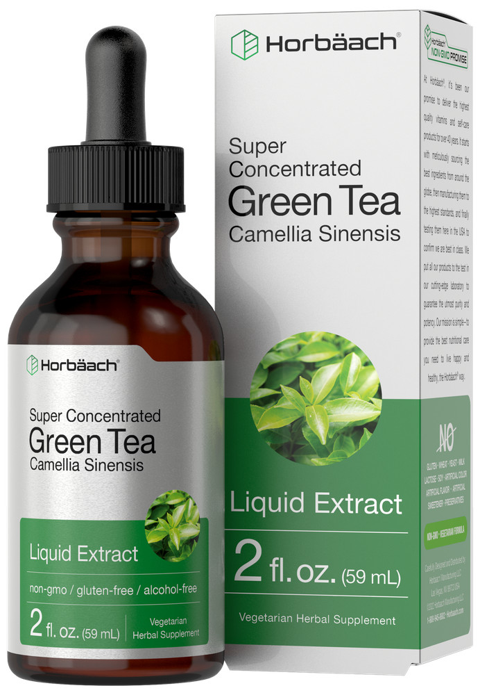 Green Tea Liquid Extract | 2 fl oz | Alcohol Free | Vegetarian | by Horbaach