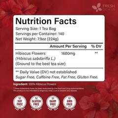 140 Hibiscus Flowers Tea Bags, 100% Natural, Pure from Hibiscus Flowers. Loose F