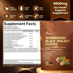 Vivonu 18-in-1 Wormwood Black Walnut Clove Gut Detox Softgels 240 Count