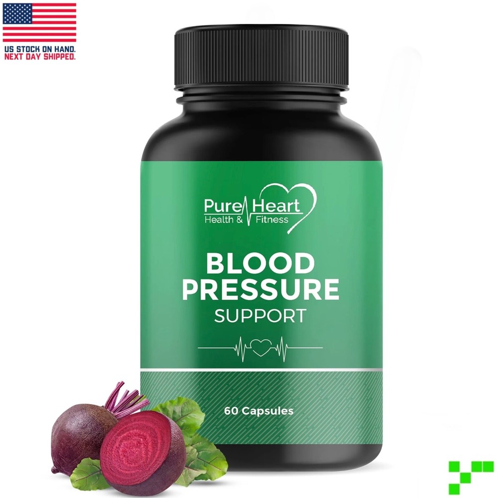 Pure Heart Blood Pressure Support Supplement Beet Root Extract & Magnesium 09/26