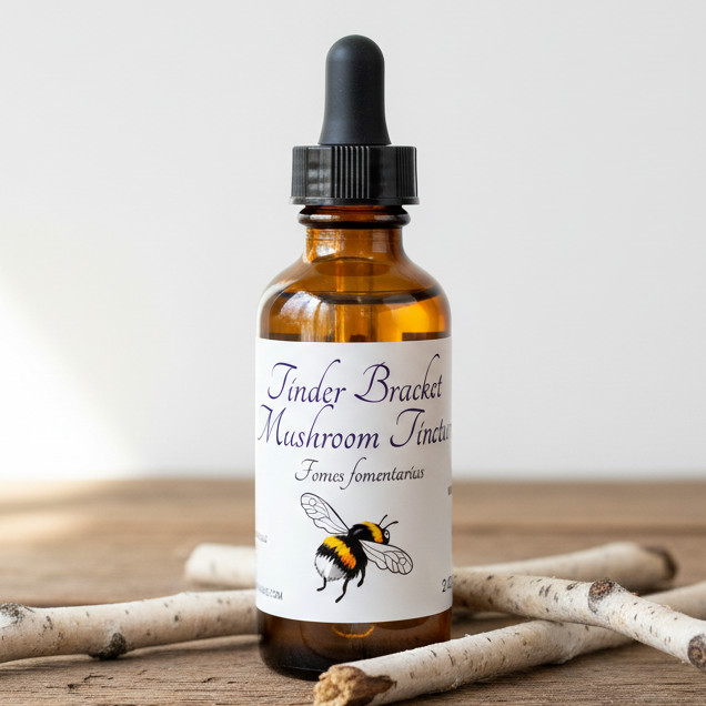 Tinder Bracket Mushroom Tincture, Wild Organic Fomes Excavatus Mushroom