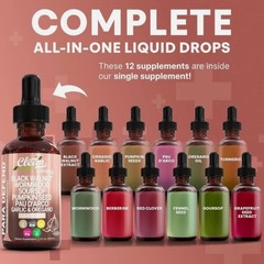 Drops Liquid Black Walnut Cleanse for Humans Soursop Garlic Para Wormwood Defend