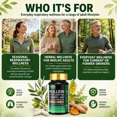 18-in-1 lung complex Mullein Extract Supplement for Lungs Detox and Cleanse 60ct