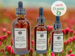 Organic Handcrafted Red Clover Blossom Glycerite Glycerin Tincture (soy