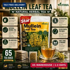 65 Count Value Pack Premium Mullein Leaf Tea Bags – 100% Pure Natural Herbal …