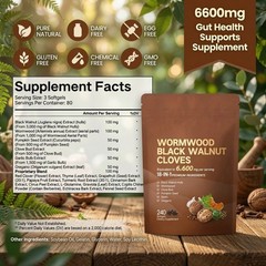 18-in-1 Wormwood Black Walnut Cloves–Natural Cleanse & Metabolism, 240 Softgels