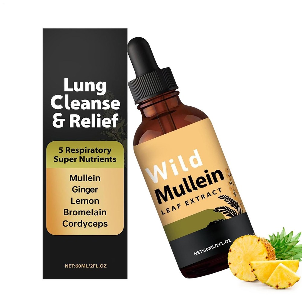 Mullein Wild Leaf Extract Organic Lung Cleanse Drops for Lung Organic Herbal