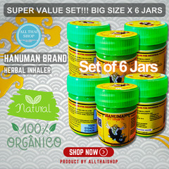 Traditional Thai Herbal Inhaler, Super Value Set!!! Big Size X 6 Jars
