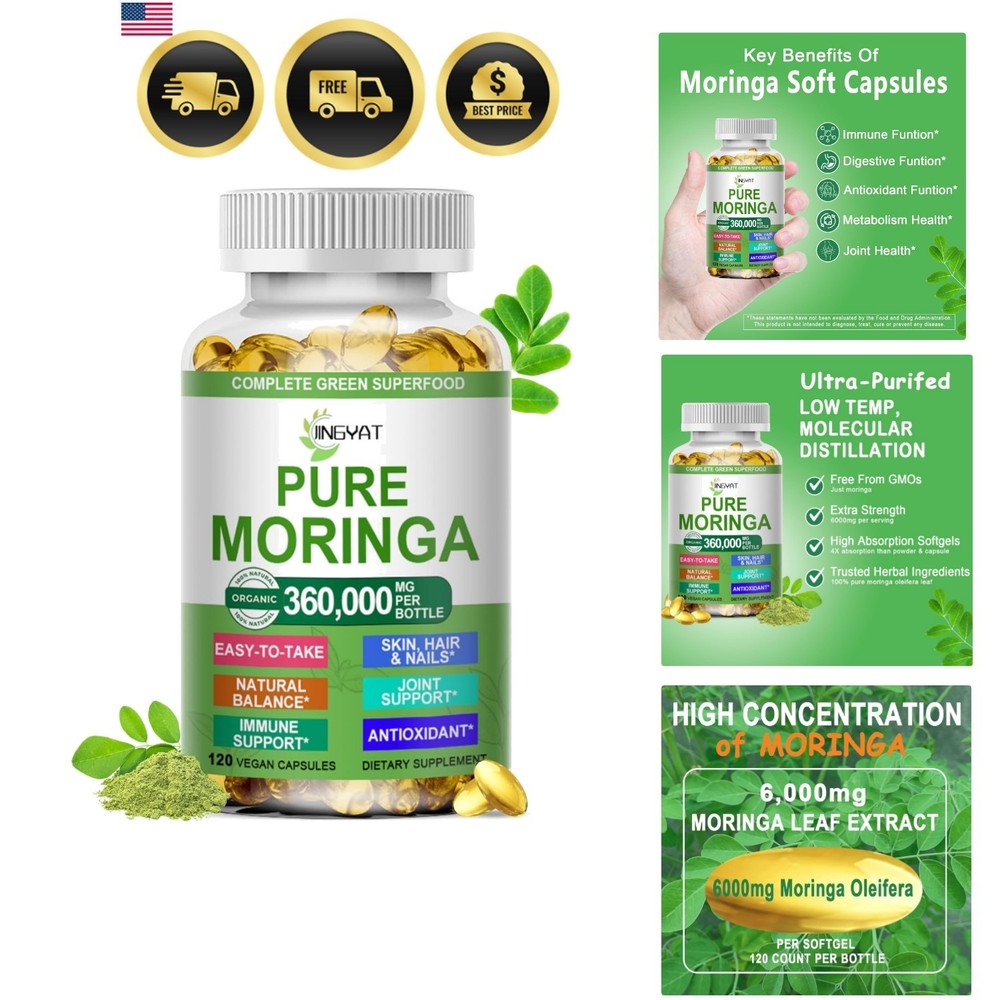 Moringa Softgels, Organic Pure Moringa Oleifera Leaves Extract for Energy, Sk…