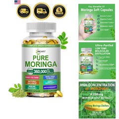 Moringa Softgels, Organic Pure Moringa Oleifera Leaves Extract for Energy, Sk…