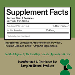 Organic Inulin Capsules 520mg Inulin Powder Fiber Prebiotic Fiber Support