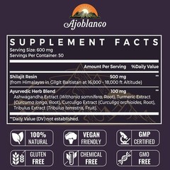 Ajoblanco 600mg Shilajit Pure Himalayan Organic Shilajit Resin – 30 Grams