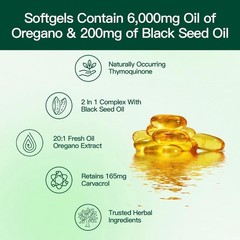 VivoNu Oil of Oregano Capsules Including Black Seed Oil Organic Oil Softgels