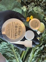 Organic Healing Balm Comfrey Plantain Calendula Lavender Tallow 2 Oz +TravelSz