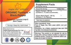 ORGANIC Turmeric + Black Pepper Powder: Piperine and Curcumin: Antioxidant