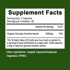 1000mg Soursop Graviola Capsules Leaf&Fruit Extract 120Capsules High Potency