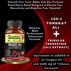 LONGJACK TONGKAT AL1 ROOT EXTRACT WITH TRIBULUS TERRESTRIS- MAXIMUM BENEFITS-120