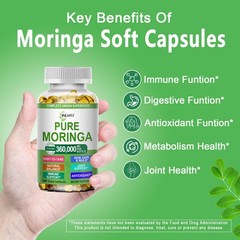Moringa Softgels, Organic Pure Oleifera Leaves 120 Count (Pack of 1)