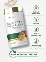 Turkey Tail Mushroom Capsule 1200mg | 200 Count | Non-GMO | by Carlyle