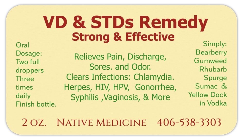 VD & STDs Remedy: Relieves Pain, Sores, Discharge & Clears Infection. Herbal.