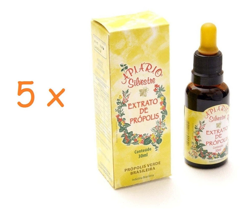 APIARIO SILVESTRE Propolis Extract Brazilian Green APIARIO 5 bottles x 30 mL