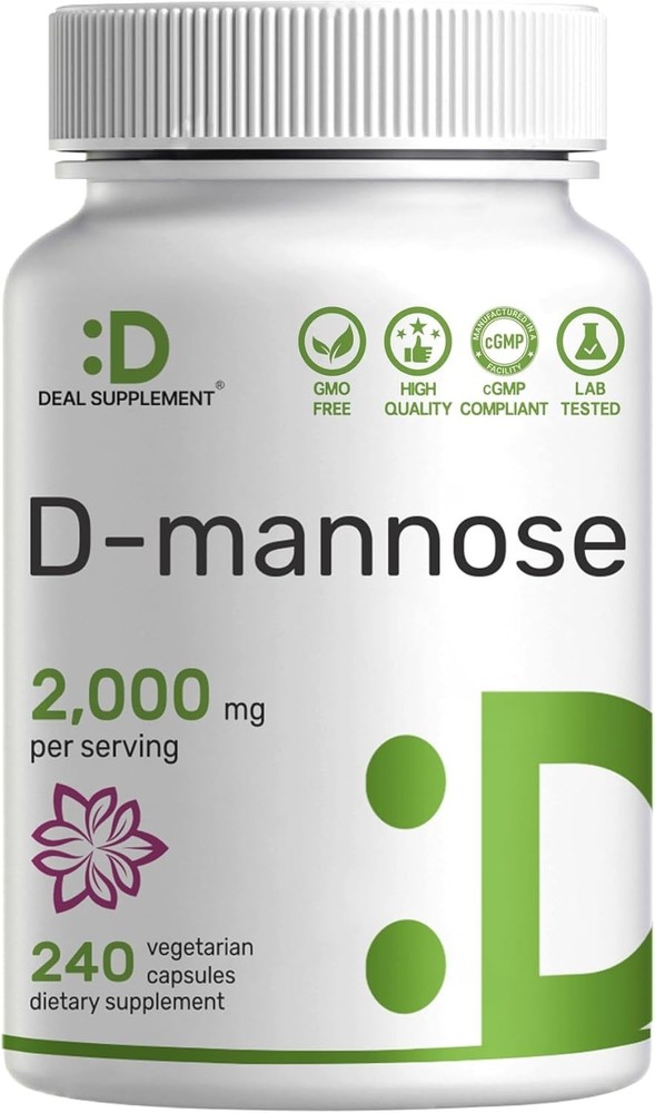 D Mannose 2000mg 240 Capsules Urinary Tract Bladder Support Vegan Non GMO