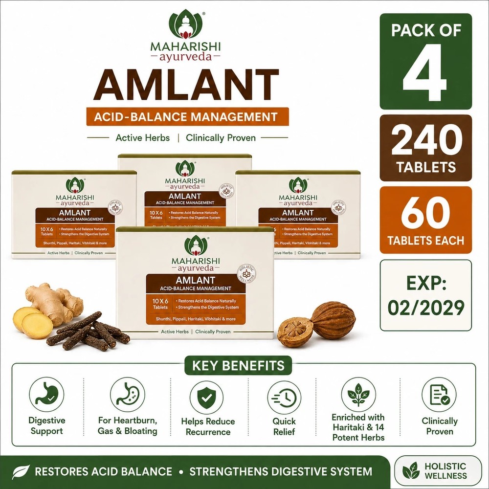 Maharishi Ayurveda Amlant 60 Tablets Pack of 4 | Digestive Support | Exp 02/2029