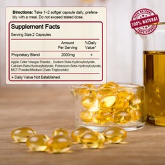 Apple Cider Vinegar Capsules With The Mother 1800mg Fast Weight Loss Detox Pills