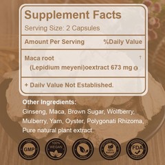 FIDERNIC Maca Root 60 Capsules Peruvian Maca Extract Men Women Supplement