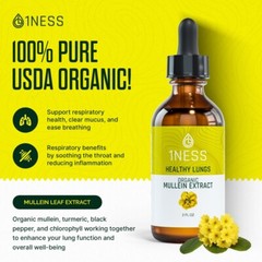 Mullein Drops for Lungs Cleanse – USDA Organic Mullein Leaf Extract w/ Turmeric