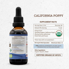 California Poppy Tincture Alcohol-Free Liquid Extract, USDA Organic Californi…