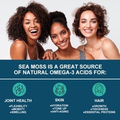 Organic Sea Moss 1000mg, Irish Moss, Bladderwrack Supplement 60/120 Capsules