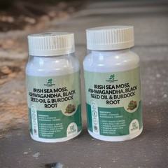 TheFlexGain Irish Sea Moss Ashwagandha Black Seed Oil Burdock Root Capsules -2pk