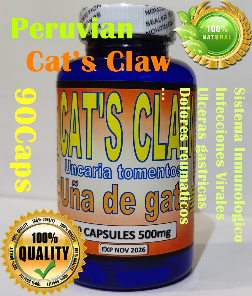 Uña Una de Gato Cat’s Claw Unicaria Tomentosa 100% Natural Peruvian 90 Caps