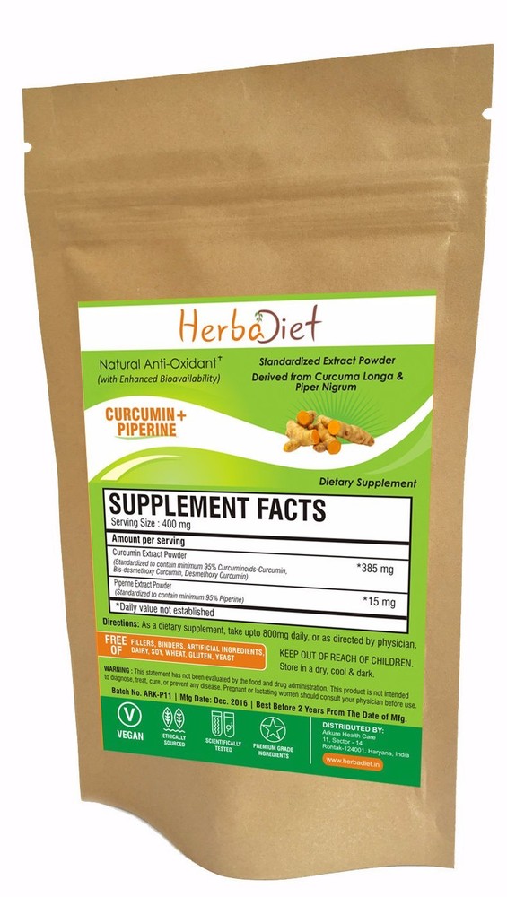PURE Turmeric Curcumin 95% with BioPerine Powder Supplement, GMP Certified