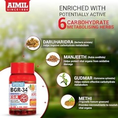 AIMIL BGR-34 Herbal Tablets 100 Count x 3 Ayurvedic Supplement Metabolism 2029