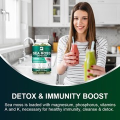 Organic Sea Moss Capsules 120ct Thyroid Support & Immune Booster w/Bladderwrack