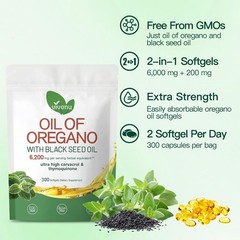 VivoNu Oil of Oregano Capsules Including Black Seed Oil Organic Oil Softgels