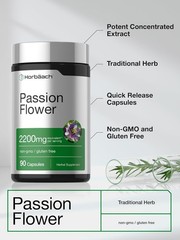 Passion Flower Capsules | 2200mg | 90 Count | Non-GMO | by Horbaach