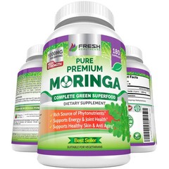 Moringa Capsules 100% Pure Leaf Powder Non-GMO 180 Pills 3 Month Supply