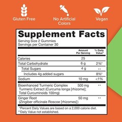 Qunol Turmeric and Ginger Gummies, Gummy with 500mg 60 Count (Pack of 1)