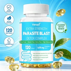 Extra Strength Parasite Blast Detox Complex 120 Softgels Gut Herbal Supplement