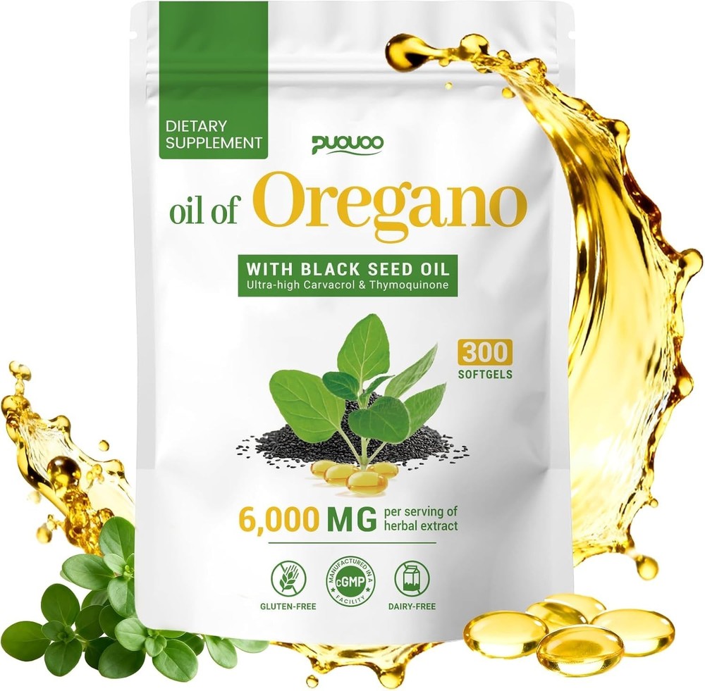 Resilia Softgels with Black Seed Oil 6000mg – Organic Oregano Oil Capsules fo…