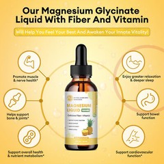 2 Bottles Premium Magnesium Liquid Drops,Magnesium Glycinate+Fiber+Vitamin