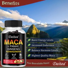 Organic Maca Root Capsules |60 Capsules | Peruvian Maca Extract for Men & Women